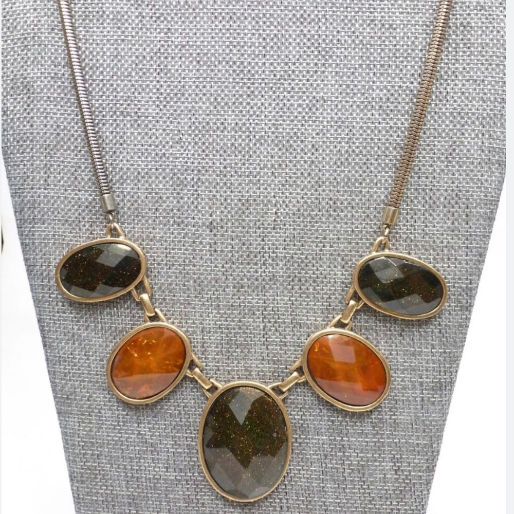 Multicolored Stone Fall Statement Necklace - image 1